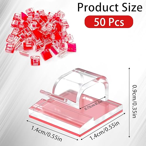 Clip per cavi autoadesivi, 60 pezzi Clip per cavi adesivi trasparenti Clip per cavi per luce esterna Clip per gestione cavi invisibili per lucine sotto la scrivania, il muro, l'auto e i cavi elettrici - Honorern