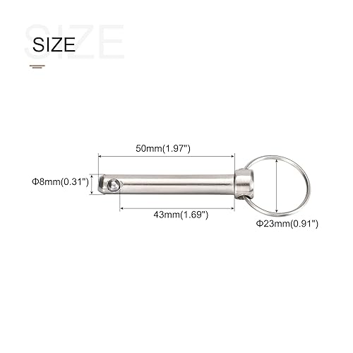 Rapido Rilascio Perni (8mmx50mm) 2pz, Carbonio Acciaio Tirare Perno - per Cantiere Navale, Allestimento Navale, Capote Barca - Honorern