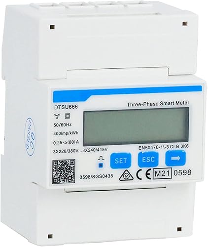 3 fasi, contatore elettrico DTSU666 AC Ampere Volt Potenza Monitor Energy Meter Smartmeter Sensore di potenza per impianto PV DIN 35 mm Contatore di corrente RS485 per Modbus RTU 3×220/380V 5(80)A - Honorern