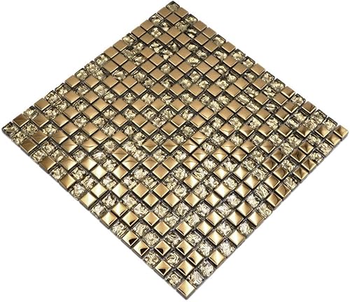 Piastrella a mosaico in vetro traslucido, cristallo EP oro, per pareti, bagno, WC, doccia, cucina, specchio per piastrelle, rivestimento per vasca da bagno, mosaico - Honorern