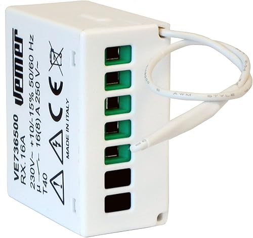 VEMER VE736500 RX.16A - Attuatore Remoto a Radiofrequenza per Scatole da Incasso, Bianco - Honorern