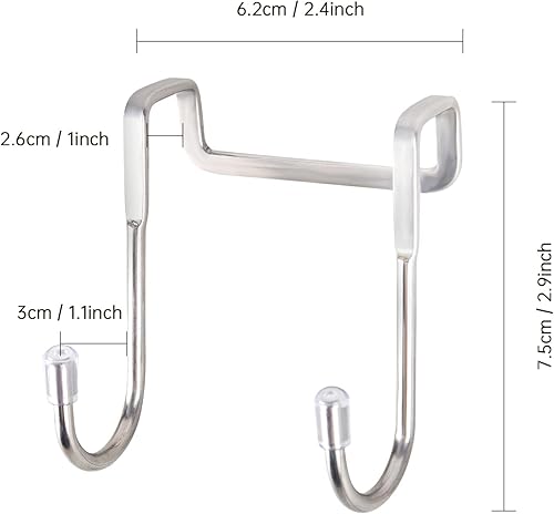 Ganci Appendiabiti 4 Pcs Appendi Accappatoio Bagno, Acciaio Inox Gancio Doccia Ganci Asciugamani Bagno, Ganci Adatto per Bagno Cucina Porta (Argento) - Honorern