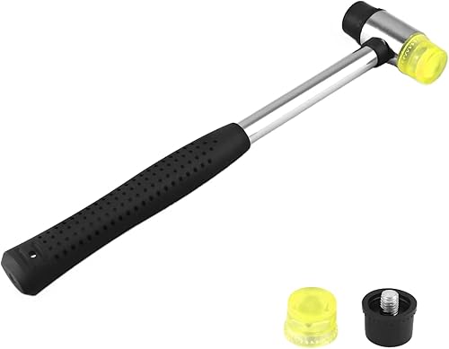 2 Pezzi 25 mm Martello Gomma, Martello antirimbalzo, Piccolo Nylon Martello Con 4 Teste di Martello di Ricambio con Impugnatura in Gomma Antiscivolo, Per Legno, Plastica, Pelle - Honorern