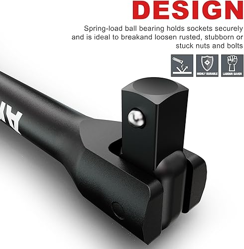 Chiave a Bussola 1/2'', 60cm Chiave a Snodate per Bussole Articolato, Premium Mango Articulado 1/2'' con Testa Girevole a 180 Gradi per Ruote Auto - Honorern