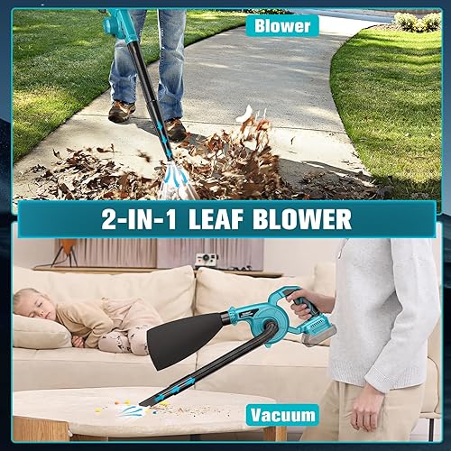 TASDISE Soffiatore per Foglie, Soffiatore a Batteria per Makita 18V, Soffiatore Elettrico con Brushless Motore, Aspiratore Foglie da Giardino con Raccolta, per Cura Prato e Giardino, Senza Batteria - Honorern