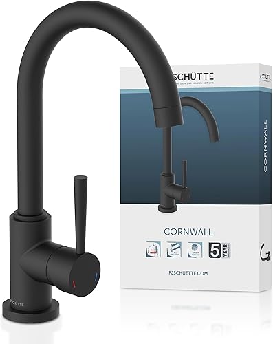 SCHÜTTE 79162 Rubinetto Cornwall, con Funzione Risparmio energetico, orientabile a 360°, Ideale Anche per Doppio lavello, Grafite Opaca - Honorern