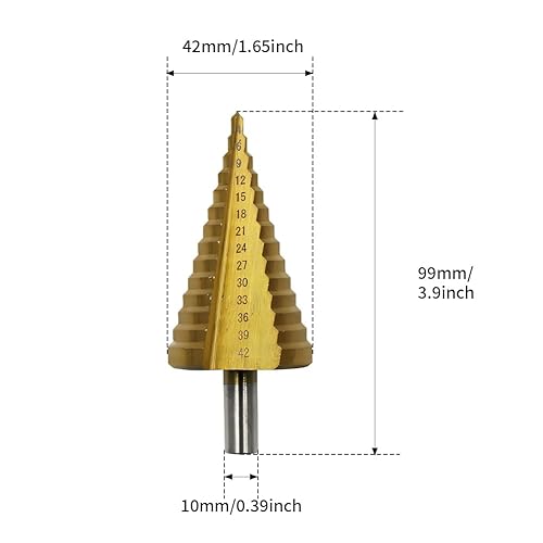 Trapano conico in acciaio ad alta velocità, 14 livelli, 4 – 42 mm/0,16 – 1,65 pollici, trapano a cono HSS, per legno, plastica, metallo - Honorern