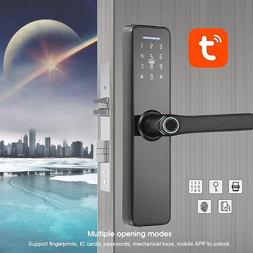 5 in 1 Tuya Smart Lock Serratura Impronte Digitali Carta IC Password Chiave Meccanica App per Cellulare Sblocco Serratura Elettronica Intelligente Casa Hotel Appartamento Porta Adatto - Honorern