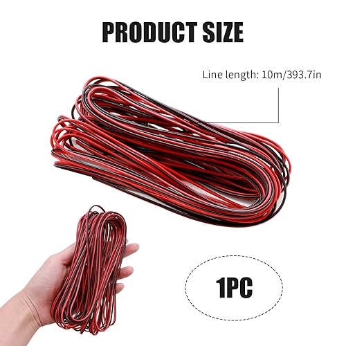 Cavo di Prolunga da 10 Metri 22AWG 2 Conduttori Cavo Elettrico Rosso e Nero, 2 Poli Flessibile da Linea in Rame a Trefoli per Strisce LED Cablaggio Automobilistico - Honorern