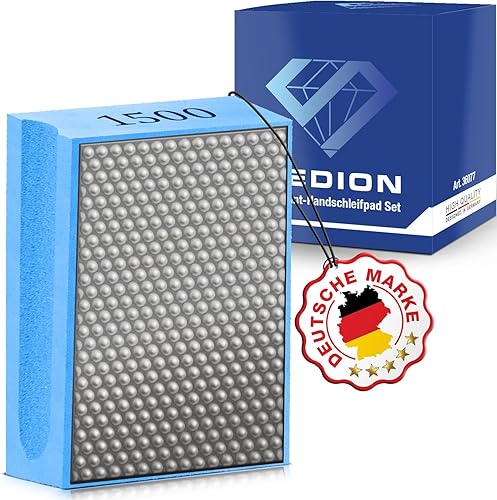 Diamond Hand Grinding Pad Grit 1500 - Tampone manuale perfetto per smerigliare, lucidare e sbavare - Spugna per smerigliare di qualità superiore - Blocco per smerigliare o tamponi - Honorern