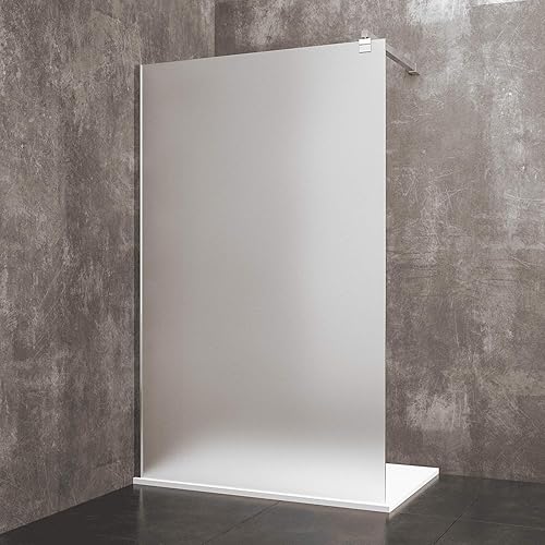 Parete Doccia Walk In Fissa Reversibile Cabina Box Bagno Di Design In Cristallo Temperato Satinato da 8 mm Con Anta Profilo A Muro In Alluminio Anodizzato E Barra Stabilizzatrice (130 x 195 cm) - Honorern