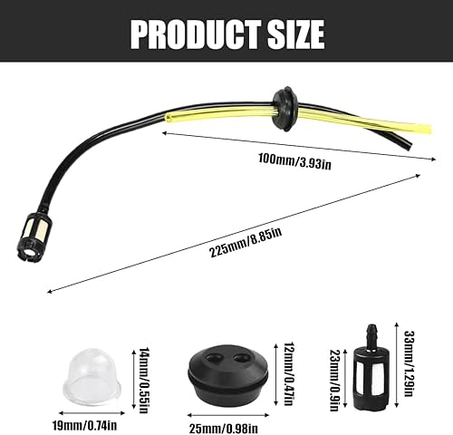 7 pezzi Tubi Serbatoio Decespugliatore Filtro Benzina,Decespugliatore Tubo Carburante,Filtro Benzina Universale Kit,Kit Tubo Filtro Serbatoio Carburante con Guarnizioni,Per Tagliasiepi - Honorern