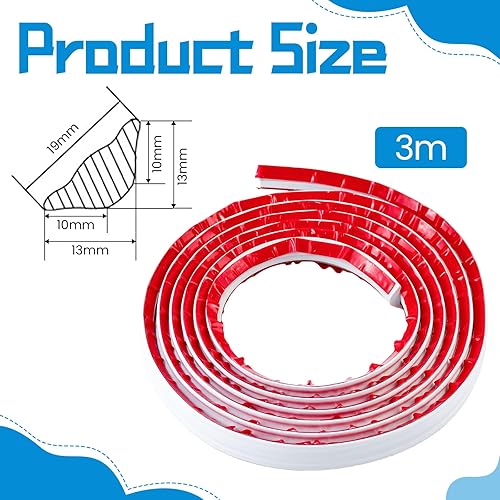 WEFHEF Modanatura Autoadesiva PVC Flessibile 3 Metri, Profilo Angolare per Cucina/Bagno, Striscia di Bordatura per Pareti/Pavimenti/Porte Finestre (19x13mm, Bianco) - Honorern