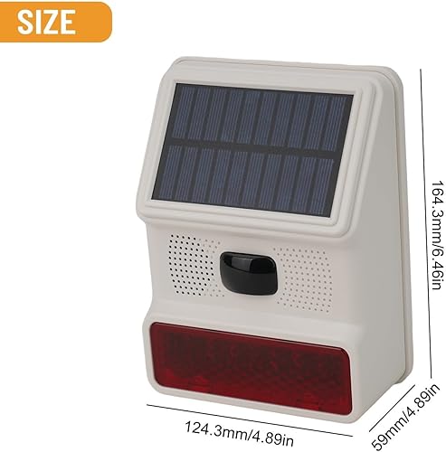 Sirena di sicurezza per esterni a energia solare, allarme impermeabile wireless 433 MHz con luce stroboscopica luminosa, sistema di protezione domestica, design resistente alle intemperie - Honorern