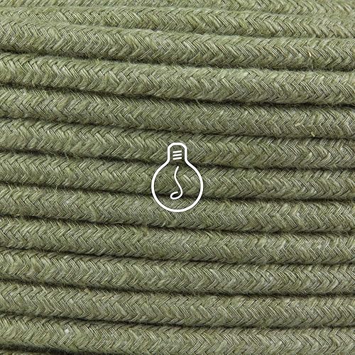 Amarcords - Cavo elettrico tessile colore ORIGANO, tondo, canapa, 3 metri, con messa a terra 3x0,75mm - Filo rivestito in tessuto colorato vintage per lampade lampadari applique e abat jour. - Honorern