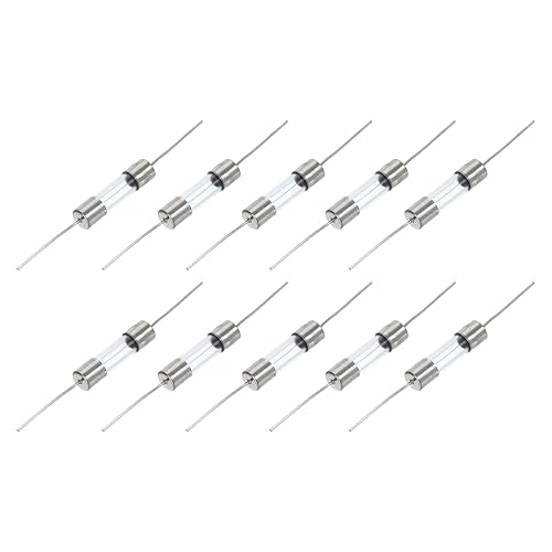 QUARKZMAN 10pz Fusibili a Tubo di Vetro, Assiali Con Filo di Collegamento 5x20mm 6.3A 250V per Sostituire o Riparare Diversi Elettrodomestici Domestici (F6.3A) - Honorern