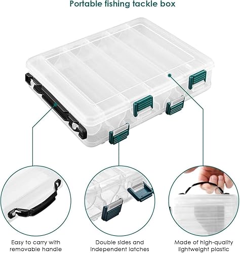 Cassetta degli Attrezzi da Pesca - 12 Scomparti Scatola for Esche Artificiali Attrezzatura da Pesca Scatola di immagazzinaggio bilaterale Grande - Honorern
