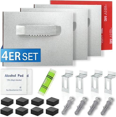 4 ganci autoadesivi per immagini da appendere senza forare, gancio adesivo per immagini pesanti, supporto per specchio da parete, vetro acrilico, pannelli compositi in alluminio con 29 pezzi (6 x 8 - Honorern