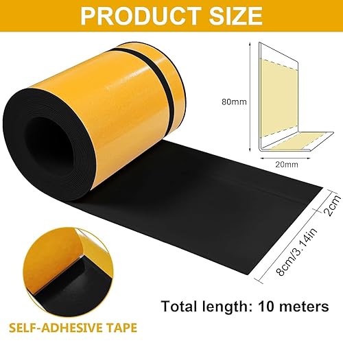 Battiscopa in pvc, 80mm x 20mm x 3m Morbido Battiscopa Autoadesivo in PVC, Flessibile Copri Battiscopa Autoadesivo per Cucina e Bagno (Bianco) - Honorern