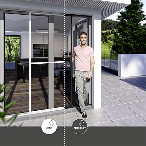 Windhager - Zanzariera per porta scorrevole Expert, telaio in alluminio per porte 120 x 240 cm, colore: Bianco 04317 - Honorern