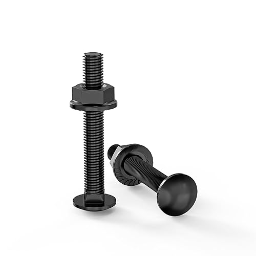 Viti a testa tonda M6 × 40, in ossido nero, DIN 603 (20 pezzi), con dado a flangia esagonale, in acciaio inox A2 V2A, viti a testa tonda - Honorern