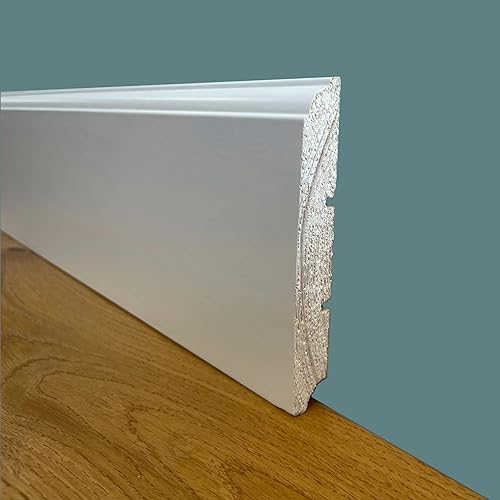 100 metri lineari di Battiscopa PREMIUM in legno MASSELLO mod.FIRENZE 120x15 laccato bianco - Honorern