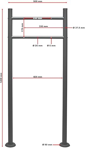 Wiltec Set Cassetta postale singola autoportante V4 antracite, con telaio di supporto - Honorern