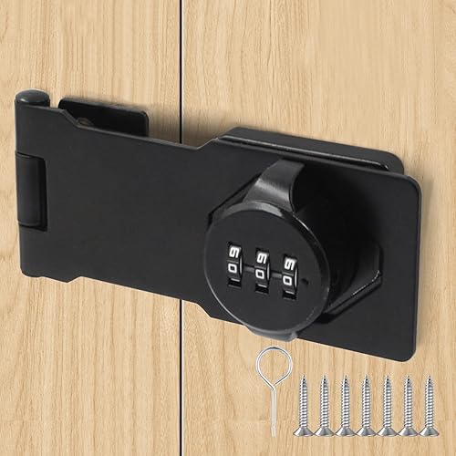 Trappola con Serratura a Chiave da 4,5 Pollici Nero Serrature di Gabinetto Password Lucchetto a Combinazione con Viti per Armadietto, Cassetti, Porta - Honorern