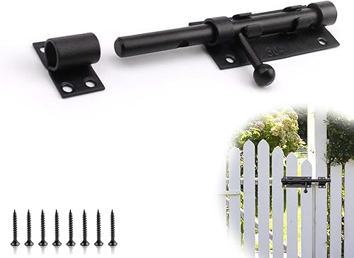 Chiavistello, Acciaio Inossidabile 304 Chiavistello Catenaccio Porta, Spessorato Catenaccio per Cancello Nero con Viti, Chiavistello Scorrevole Antifurto, Catenaccio per Tutti Tipi Serrature - Honorern