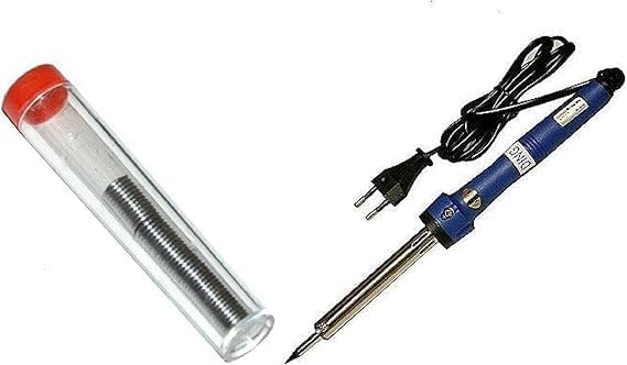 Kit Saldatore Elettrico Professionale, 60W 220V, con Filo di Stagno 1mm, Stilo Blu - Honorern