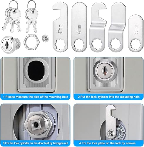 16mm Serrature a Camma, Cam Lock Viene Fornito con 5 Diverse Piastre di Blocco, Serratura per Cassetta Postale con 5 Chiavi e 5 Etichette Colorate, Ideale per Ante di Armadi, Mobili, Cassetti - Honorern