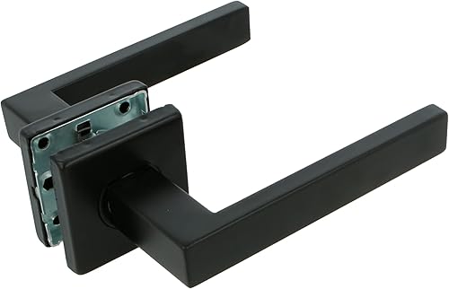 Amig - Set di Maniglie per Porte | Colore Nero | Acciaio Inossidabile Opaco | Rosetta Quadrata | Maniglia per Porte Interne ed Esterne | Include Quadro e Viti - Honorern