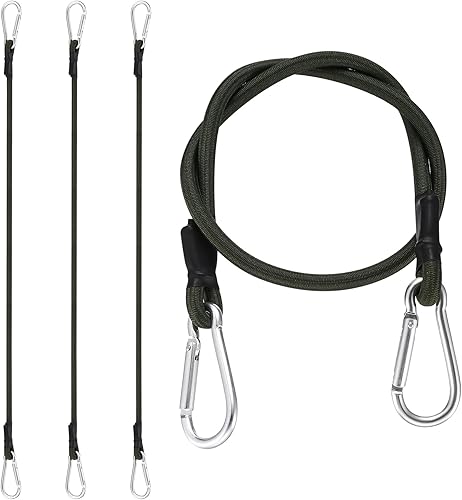 4 elastici con moschettone, 60 cm di espansione con gancio, corda di espansione con moschettone, tenditore per bagagli, tendicinghia in gomma con gancio, corda bungee per bagagli, teloni, fissaggio - Honorern