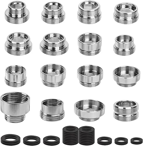 16 Pezzi Adattatore Rubinetto Kit, Rubinetti da Cucina Connettore Adattatore Filettato Maschio per Filtro Dell'acqua, Rame Aeratore Rubinetto con Guarnizione per Collegamento Tubo da Giardino, Lavello - Honorern