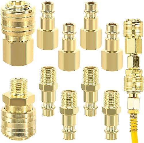10 Pezzi Attacchi Rapidi Aria Compressa 1/4'BSP Attacchi Connettore Rapidi Europei Connettori Linea Aria Raccordo Giunti Tubo Aria per Tubi Della Frizione Tubo Dell'Aria Compressore di Giunzione - Honorern