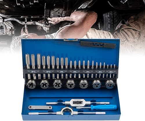 Set di maschi per filettatura, 110 pezzi, con valigetta in plastica, metrica M2-M18, cassetta degli attrezzi per fai da te e professionisti - Honorern