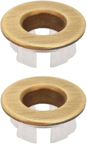 Tissting Anello di Overflow del lavandino Coperchio di Overflow Rotondo in Ottone Inserito nel Foro Pezzi di Ricambio per Lavabo Cucina Bagno (2pcs Bronzo) - Honorern