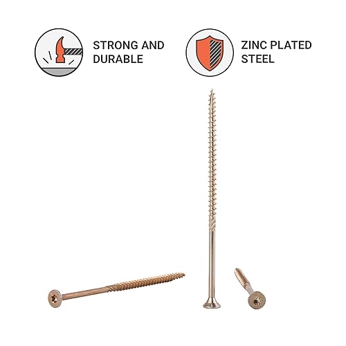 Confezione da 150 viti per legno in acciaio zincato giallo 5,0 x 120 mm, testa Torx, tipo 17, testa svasata, viti per legno e truciolato - Honorern