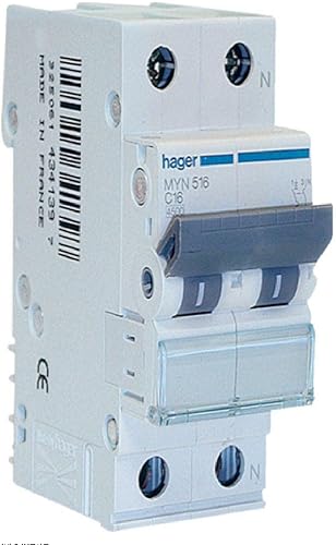Hager MYN516 - Interruttore Automatico 1P+N 4.5kA C-16A 2M - Honorern