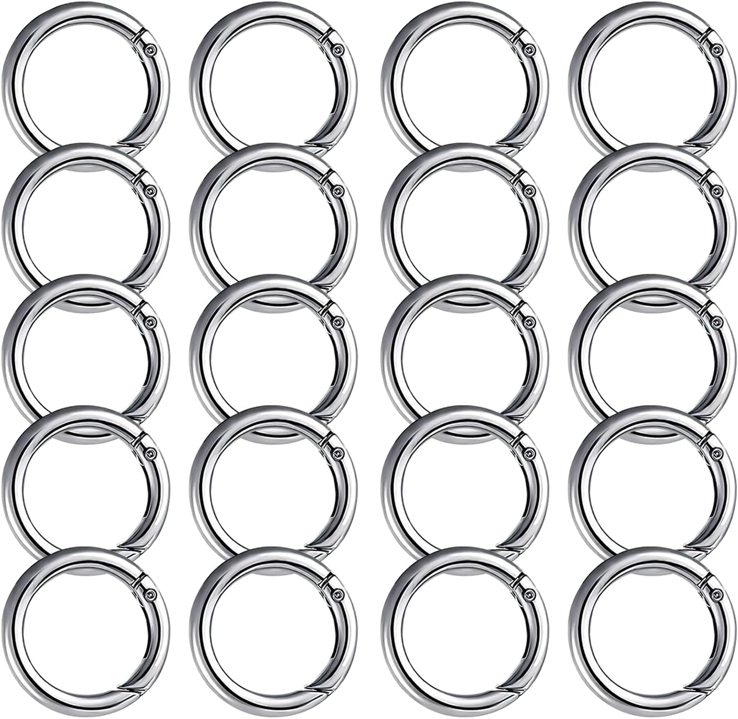 20 Pezzi 27mm Moschettone Rotondo Lega Zinco Gancio Fibbia Portachiavi Artigianato e Accessori Scatto Molla Rotonda per DIY Artigianato, Accessori per Borse (Argento, Oro, Grigio Pistola) - Honorern
