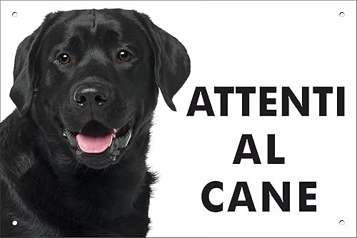LABRADOR RETRIEVER NERO cartello targa Attenti al Cane in metallo Alluminio, spessore 3mm (Cm 20x30) - Honorern