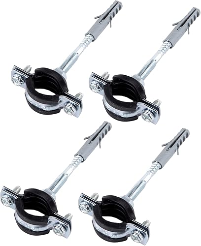 SKIR'CO Confezione da 2 staffe per tubi con rivestimento in gomma nera per tubi Ø 20-25 mm, per montaggio a parete e soffitto (2 pezzi) - Honorern