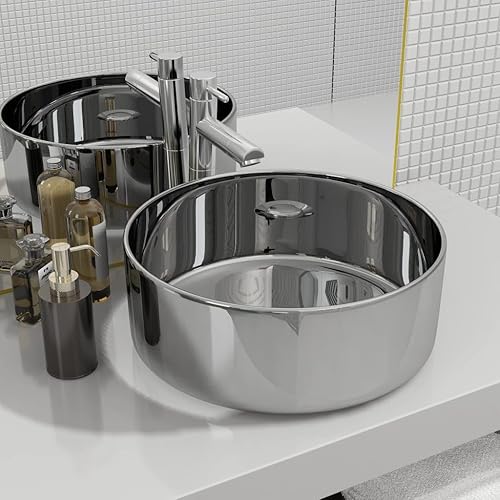 vidaXL Lavandino Tondo in Ceramica Bianca 40x15 cm da Bagno Lavabo Lavello - Honorern