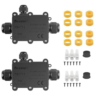 2 Pz Scatola Derivazione Esterna a 3 Vie, Scatola di Giunzione Impermeabile IP68, Scatola Elettrica da Esterno, Scatole di Derivazione Esterna, Connettori Elettrici per Cavi da 5-15 mm - Honorern