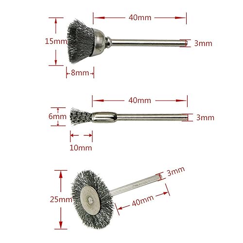 Spazzola di Ferro per Trapano, 15 Pezzi spazzole metalliche per ruggine, Durevole spazzole metallo dremel, Spazzole Metalliche per la rimozione di Ruggine, Corrosione, Vernice - Honorern