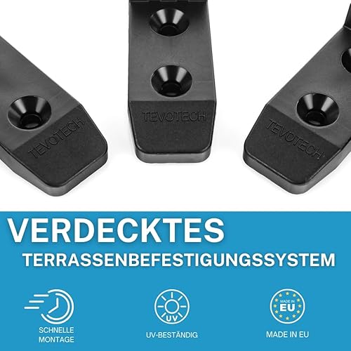 TEVOTECH - Set di 50 connettori da terrazza con viti, per legno e assi di fissaggio invisibili con viti in acciaio inox, clip in plastica per assi da terrazza - Honorern