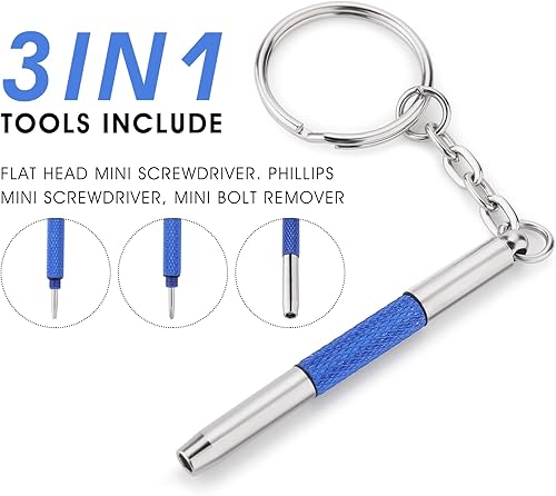 2 Pezzi 3 in 1 Cacciavite per Occhiali Kit di riparazione, Cacciavite da Tasca a Doppia Punta, Mini Multifunzione Cacciavite per Occhiali, Sole, Orologi, Gioielleria - Honorern