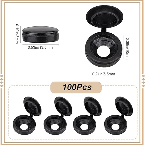 150PZ Coprivite Incernierati In Plastica Tappi per Viti Da 5.5mm Tappi A Scatto per Persiane Pieghevoli Coperture Decorative per Rondelle Ribaltabili per Coprire Teste di Viti Marrone Cocco - Honorern