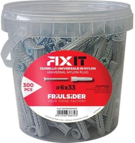 Tasselli in Nylon ø 6 mm TSP L. 33 mm cf 300 Pz 90411B000100 Fixy - Honorern