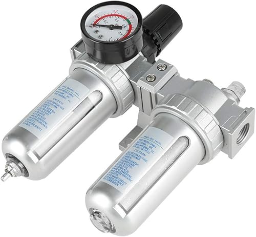 Filtro combinato compressore aria con manometro, separatore acqua olio compressore aria 1/2 ', kit combinato regolatore filtro aria compressa mini per protezione compressore aria - Honorern